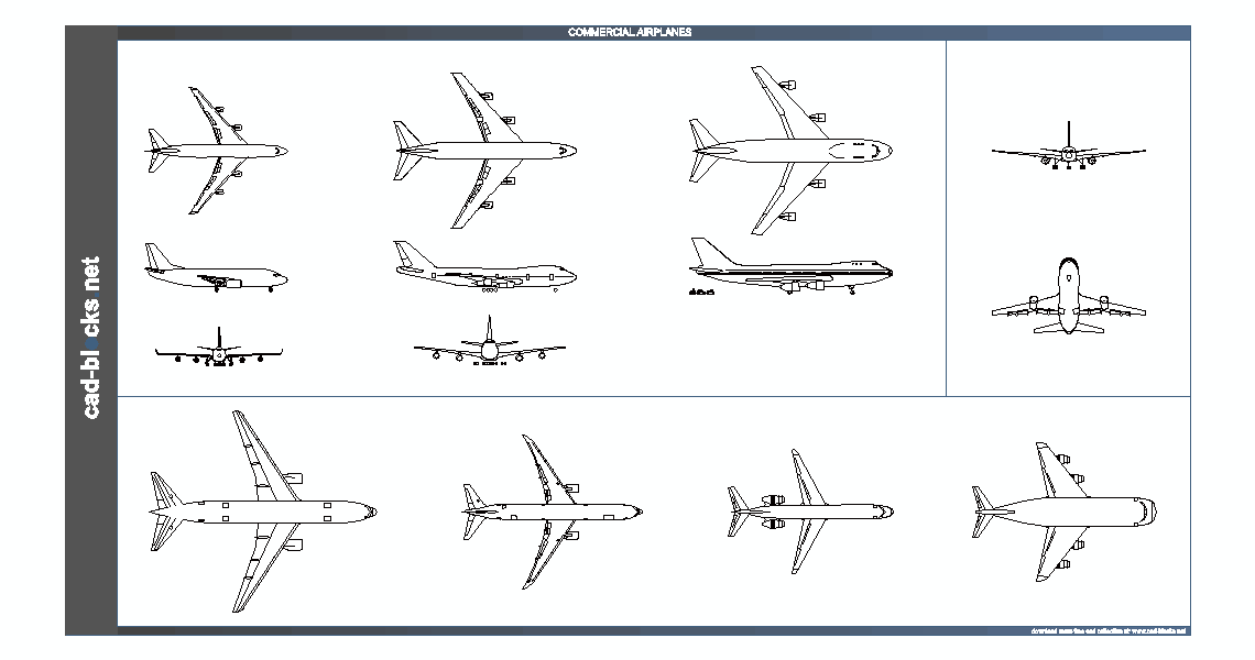 commercial airplanes plan and elevation CAD Blocks