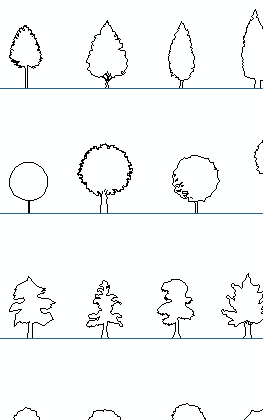 simple trees elevation cad blocks